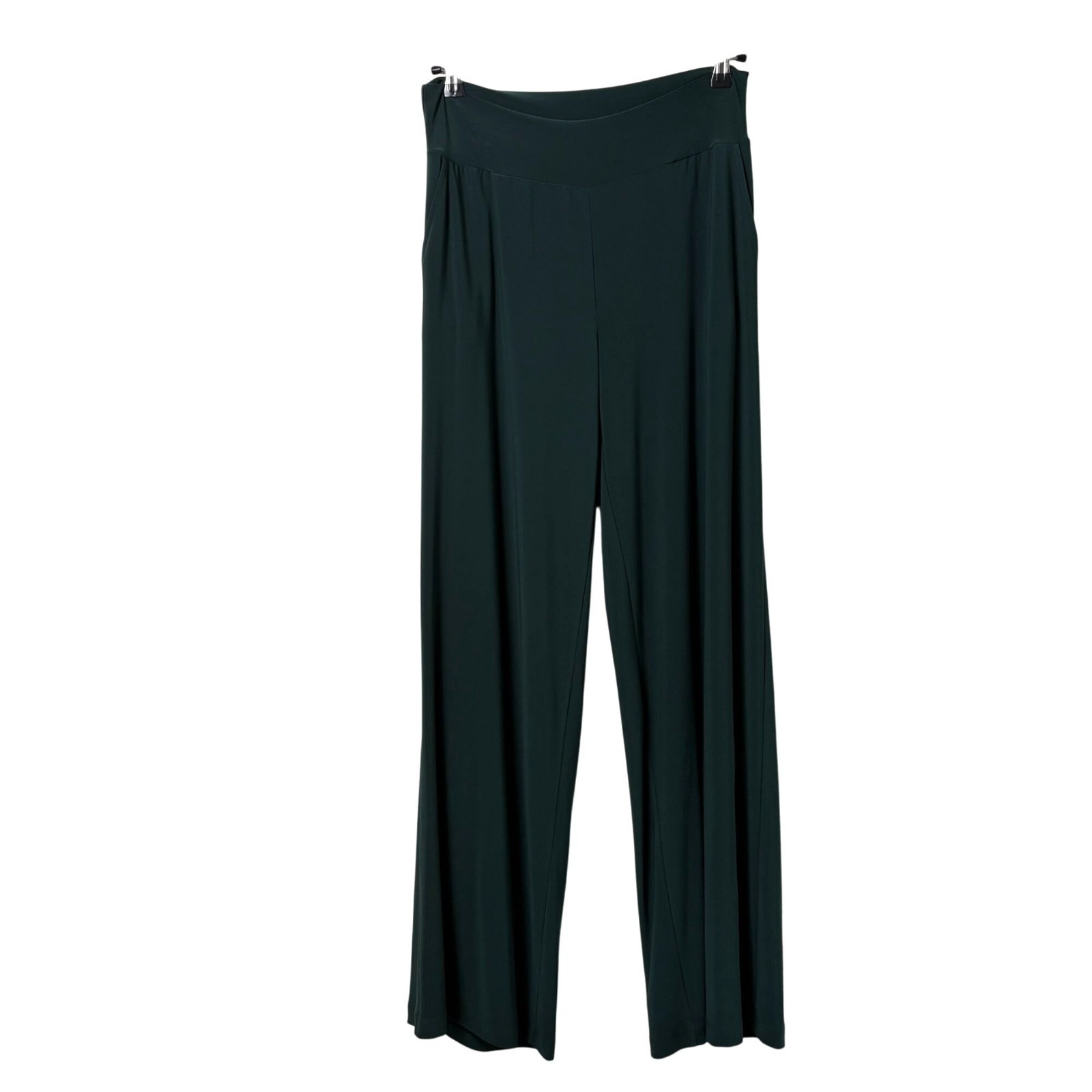 Clara Sun Woo Pull On Pants Size L Green Stretch Pockets Lagenlook Boho Usa